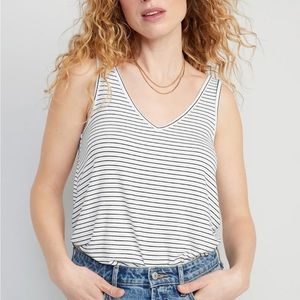 NEW Old Navy Luxe V-Neck Sleeveless Striped T-Shirt
